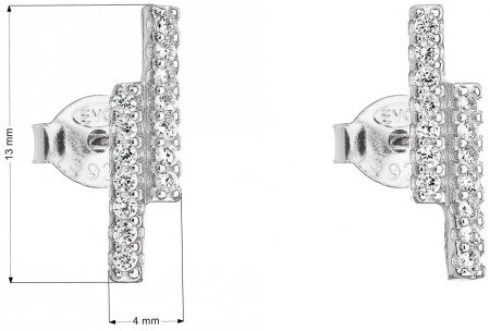 Strieborné náušnice pecka so zirkónom v bielej farbe 11052.1
