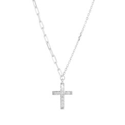Stříbrný náhrdelník kříž se zirkony 12100.1 crystal