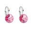 Strieborné náušnice visiace s kryštálmi Swarovski ružové okrúhle 31229.3 Rose