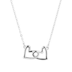 Strieborný náhrdelník dve spojené srdcia 62020