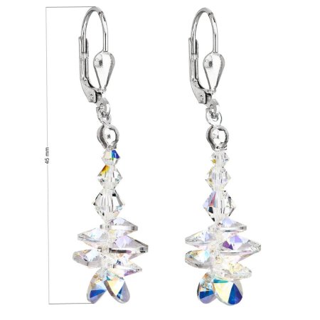 Strieborné náušnice visiace s kryštálmi Swarovski AB efekt strapec 31245.2 AB