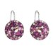 Stříbrné náušnice visací s krystaly Swarovski fialové kulaté 31176.3 Amethyst