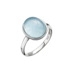 Stříbrný prsten ovál s pravým akvamarínem 15024.3