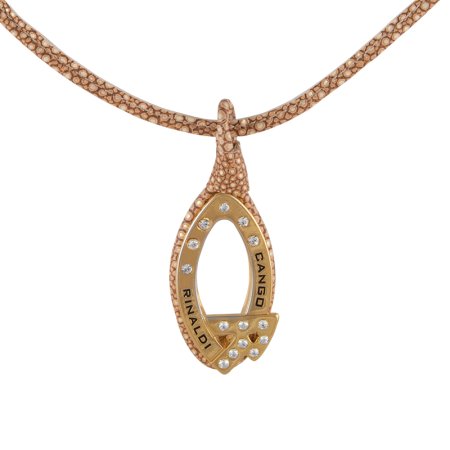 Luxusný zlatý kožený náhrdelník Cango & Rinaldi sa Swarovski Elements