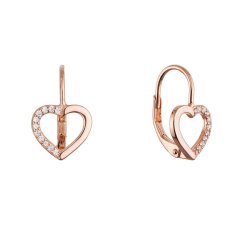 Pozlacené stříbrné náušnice srdce 11716.1 rose gold