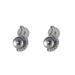 Náušnice se Swarovski Elements šedá perla Grey