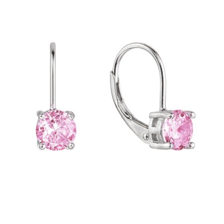 Strieborné náušnice detské okrúhle so zirkónmi 11477.3 Rose