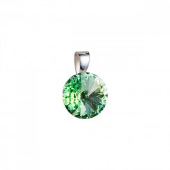 Stříbrný přívěsek s krystaly Swarovski zelený kulatý-rivoli 34112.3 Chrysolite