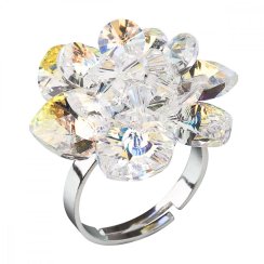 Stříbrný prsten s krystaly Swarovski AB efekt bílá kytička 35012.2 AB