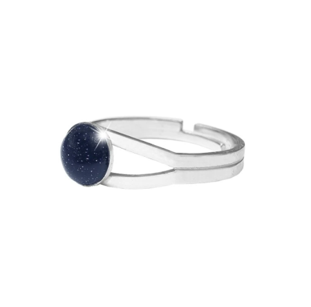 Stříbrný prsten s pravým minerálním kamenem Black Onyx