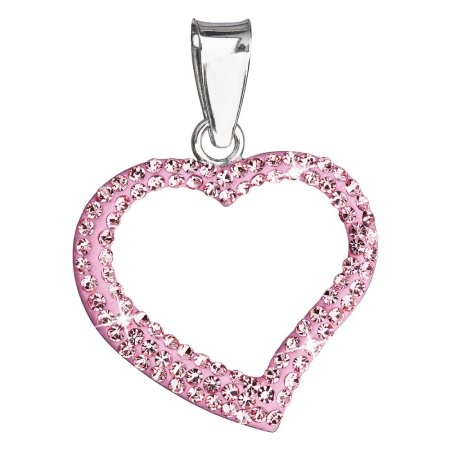 Strieborný prívesok s kryštálmi Swarovski ružové srdce 34093.3 Rose