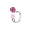 Prsten se Swarovski Elements kulička Amethyst + Light Rose