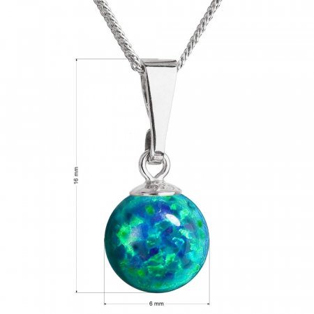 Strieborný náhrdelník so zeleným syntetickým opálom 12050.3 Green