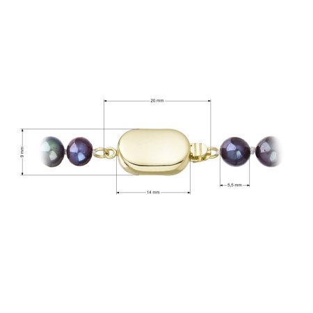 Perlový náramek z říčních perel se zapínáním ze 14 karátového zlata 923001.3/9269A dk.peacock