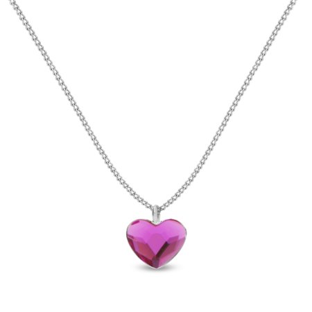 Náhrdelník růžový se Swarovski Elements Heart N28086F Fuchsia