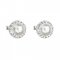 Stříbrné náušnice pecka s krystaly Swarovski a bílou perlou kulaté 31214.1 Bílá 7 mm