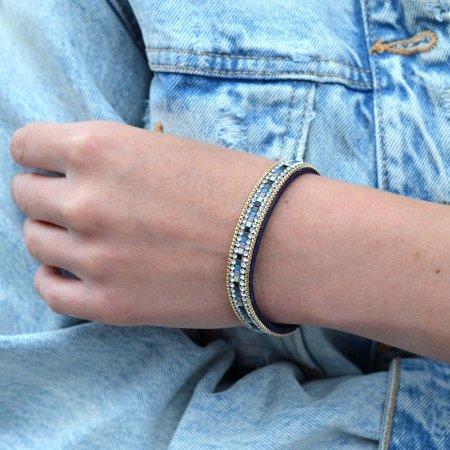 Náramek tmavě modrý textilní 53008.3 blue