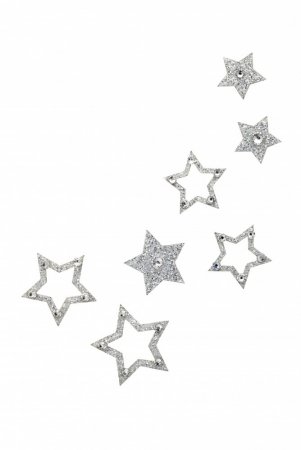 Nalepovacie strieborné hviezdičky so Swarovski Elements krištáľmi číra Kryštál na telo a vlasy