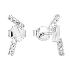 Strieborné náušnice pecka so zirkónom v bielej farbe 11155.1