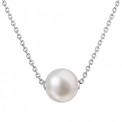Strieborný náhrdelník s pevnou bielou riečnou perlou na retiazke 22047.1