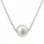 Strieborný náhrdelník s pevnou bielou riečnou perlou na retiazke 22047.1