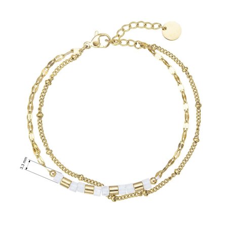 Náramek ocelový s bílým jadeitem 43063.1