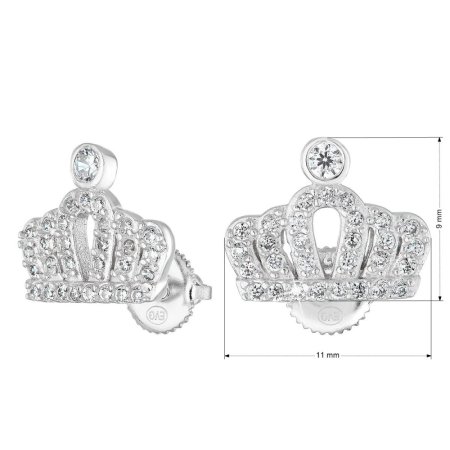Strieborné náušnice pecka so zirkónom biela korunka 11274.1