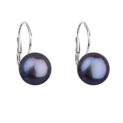 Stříbrné náušnice visací s modrou říční perlou 21009.3 Peacock