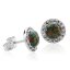 Strieborné náušnice kôstky so zeleno menivým opálom a kryštálmi Swarovski Elements Vitrail Medium Opal