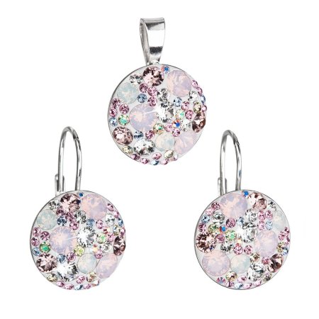 Sada šperků s krystaly Swarovski náušnice a přívěsek růžové kulaté 39117.3 Magic rose