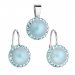 Sada šperkov s kryštálmi Swarovski náušnice a prívesok so svetlo modrou matnou perlou okrúhle 39091.3 Light blue