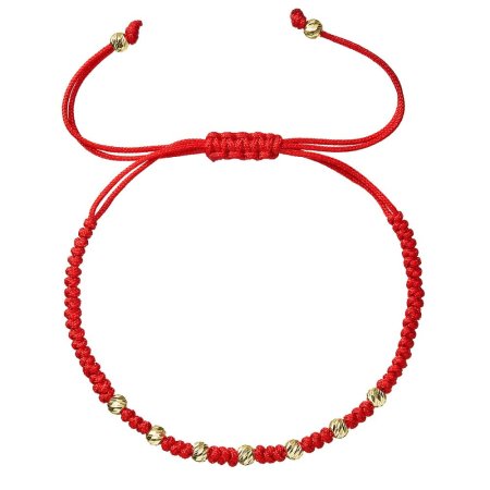 Kabbalah náramok červený so zlatými ozdobnými guličkami 93T00102 red
