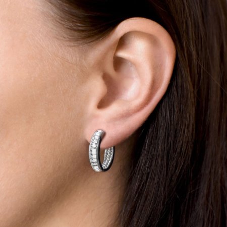 Stříbrné náušnice kruhy s krystaly Swarovski bílý kruh 31132.1