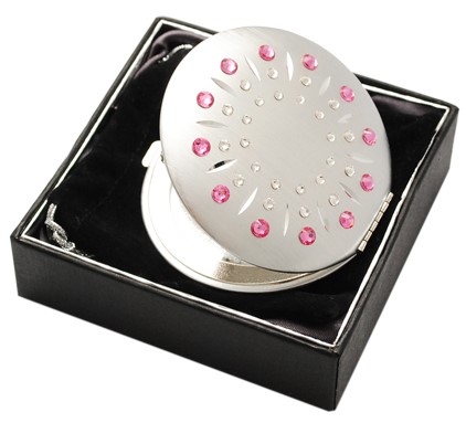 Kozmetické vreckové zrkadlo sa Swarovski Elements sun ružové EL-01.1