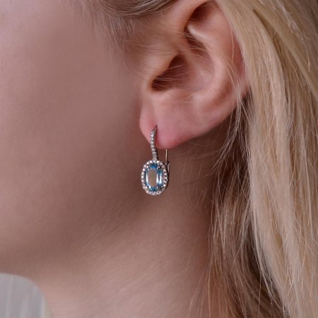 Strieborné náušnice luxusné s pravými minerálnymi kameňmi modré 11492.3 sky topaz