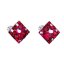 Strieborné náušnice pecka s kryštálmi Swarovski červený kosoštvorec 31169.3 Cherry