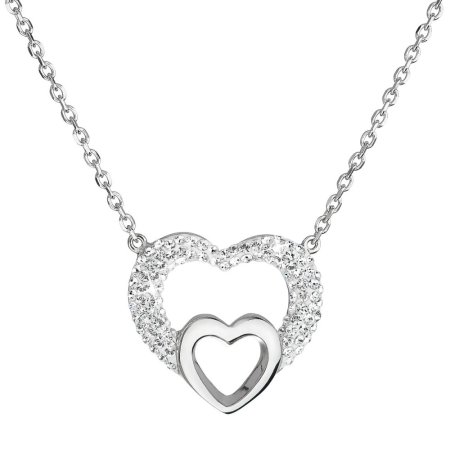 Strieborný náhrdelník s kryštálmi Swarovski biele srdce 32032.1 Krystal