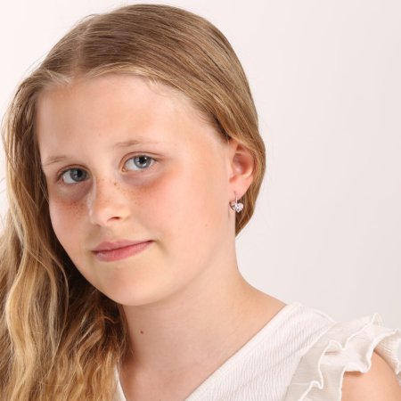 Stříbrné náušnice visací s krystaly Swarovski růžové srdce 31125.9 Light Rose Opal