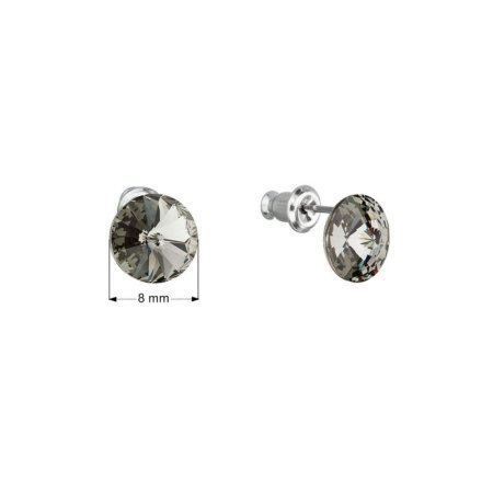 Náušnice bižutérie s krištáľmi Preciosa sivé okrúhle 51037.3 Black diamond