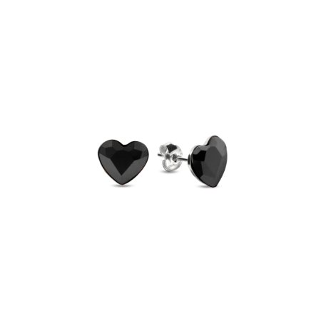 Náušnice čierne so Swarovski Elements Heart K2808J Jet