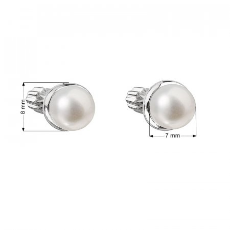 Stříbrné náušnice pecky s bílou říční perlou 21003.1B