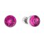 Stříbrné náušnice pecka se Swarovski krystaly růžové kulaté 31113.3 Fuchsia