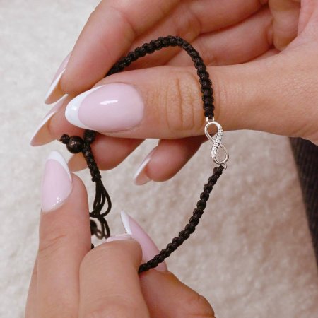 Náramok proti uhranutiu strieborné nekonečno 13002.3 Black