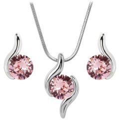 Súprava so Swarovski Elements vlnka ružová Light Rose