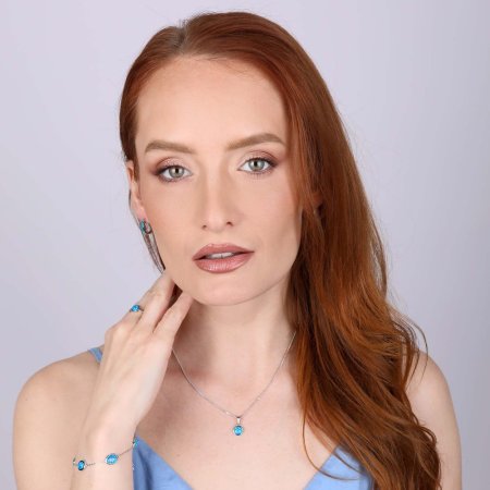 Stříbrné náušnice kroužky se syntetickým opálem modré 11403.3 Blue s. Opal