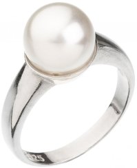 Prsteň so Swarovski Elements perla 35022.1 Biela 10 mm