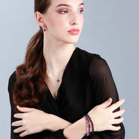 Náramky s minerálními kameny ametyst, purple mica, lava 43043.3 fialový