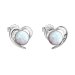 Stříbrné náušnice srdce s bílým syntetickým opálem 31259.3 White
