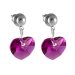Náušnice růžové se Swarovski Elements srdíčko Fuchsia 10 mm