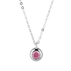 Strieborný náhrdelník s ružovým zirkónom 12117.3 rose